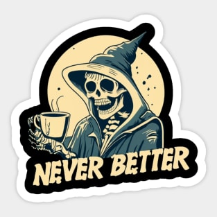 Skeleton Coffee Halloween Sticker